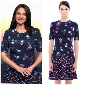 NWT $450 Rebecca Taylor Bellflower Navy Blue Floral Dress 0 *Worn on Today Show